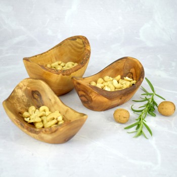 Misa owalna 13–15 cm z drewna oliwnego – rustykalna dekoracja i naczynie na przekąski | Woodenthick