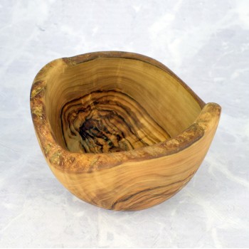 Miska rustykalna 14 cm z drewna oliwnego – ręcznie wykonana ozdoba i naczynie na przekąski | Woodenthick