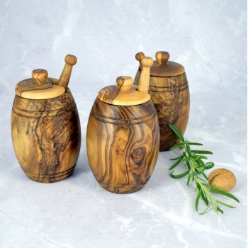 Miodownik z drewna oliwnego 12 cm – stylowe rękodzieło do miodu | Woodenthick