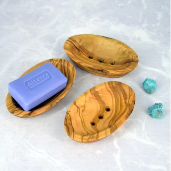 Wooden soap dish 12.5 cm – olive wood, bathroom, gift
