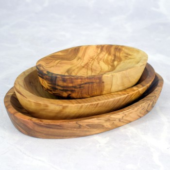 Zestaw 3 półmisków z drewna oliwnego – do przekąsek i sosów | Woodenthick
