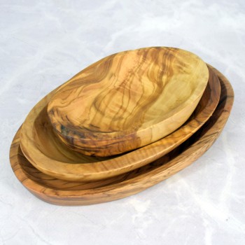 Serving trays set of 3 pcs olive wood – for sauces, snacks, gift