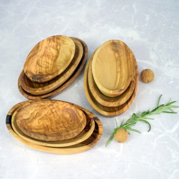 Serving trays set of 3 pcs olive wood – for sauces, snacks, gift
