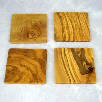 Square Coaster 9 cm Olive Wood – Mug, Cup, Gift