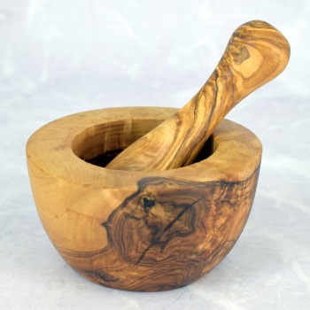 Moździerz płaski z drewna oliwnego 12 cm – do ziół, przypraw i kuchennych rytuałów | Woodenthick