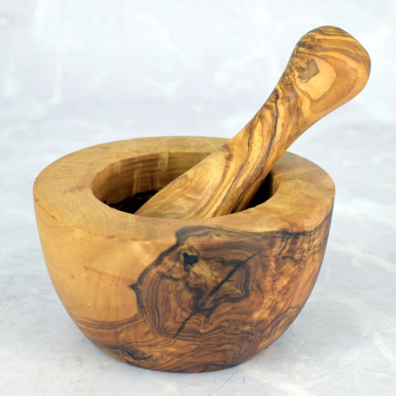 Flat Mortar 12 cm Olive Wood – Kitchen, Herbs, Gift