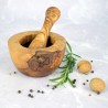 Moździerz płaski z drewna oliwnego 12 cm – do ziół, przypraw i kuchennych rytuałów | Woodenthick