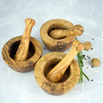 Moździerz płaski z drewna oliwnego 12 cm – do ziół, przypraw i kuchennych rytuałów | Woodenthick