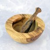 Large mortar 18 cm olive wood – natural, rustic, handmade