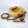 Moździerz drewniany 18 cm z drewna oliwnego – rękodzieło do przypraw i ziół | Woodenthick