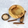 Large mortar 18 cm olive wood – natural, rustic, handmade