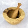 Large mortar 18 cm olive wood – natural, rustic, handmade