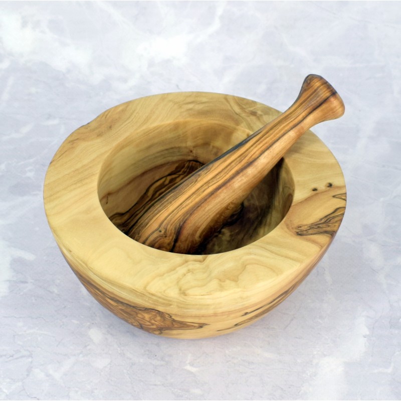 Moździerz drewniany 17,5 cm z drewna oliwnego – ręcznie wykonany do przypraw | Woodenthick