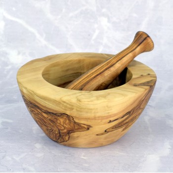 Large mortar 17.5 cm olive wood – spices, herbs, gift