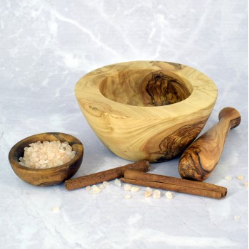 Large mortar 17.5 cm olive wood – spices, herbs, gift