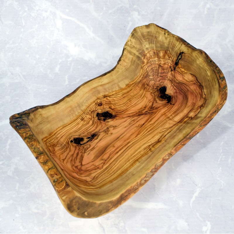 Large Olive Wood Bowl 42 cm – Rustic, Natural, Unique