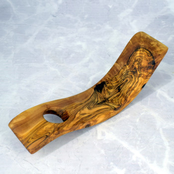 Olive Wood Wine Bottle Holder 27 cm – S-shape, Handcrafted, Gift