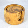 Podkładki pod kubki z drewna oliwnego – zestaw 6 szt. + stojak | Woodenthick