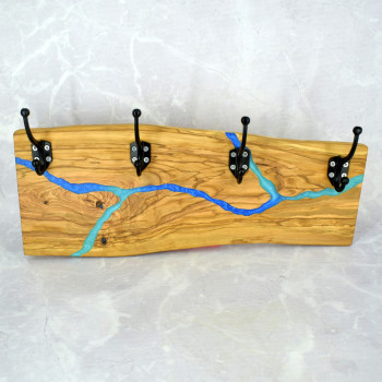 Wall Hanger 46.5 cm – Olive Wood & Resin, Rustic, Handmade