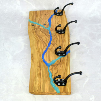 Wall Hanger 46.5 cm – Olive Wood & Resin, Rustic, Handmade