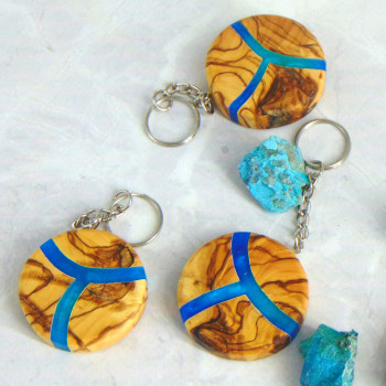 Olive Wood & Resin Keychain 4.2 cm – Handmade, Decorative