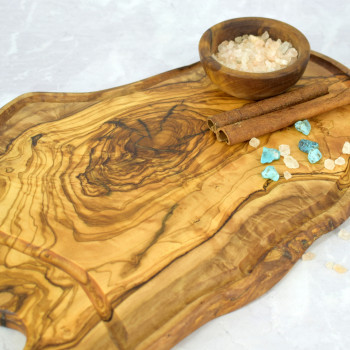 Olive Wood Cutting Board with Handle 42 cm – Kitchen Use, Gift