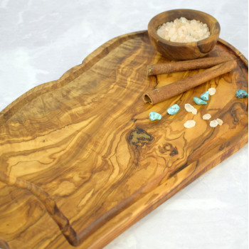 Olive Wood Cutting Board with Handle 43.5 cm – Kitchen Use, Gift
