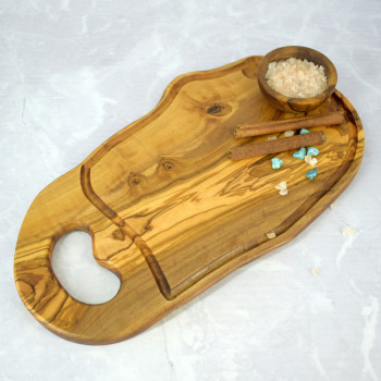 Olive Wood Cutting Board with Handle 39.5 cm – Kitchen Use, Gift