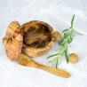 Cukiernica 9 cm z łyżeczką – drewno oliwne, rękodzieło | Woodenthick