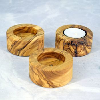 6.5 cm Olive Wood Candle Holder – Tealight, Rustic, Handmade
