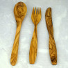 Olive Wood Cutlery 20 cm – 3-Piece Set: Spoon, Fork, Knife – Kitchen