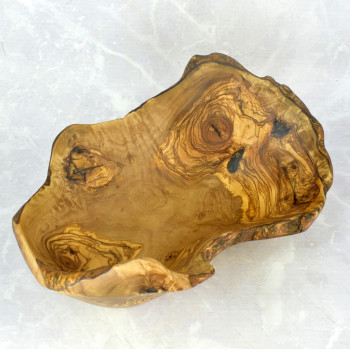 Large Olive Wood Bowl 40,5 cm – Rustic, for Fruit