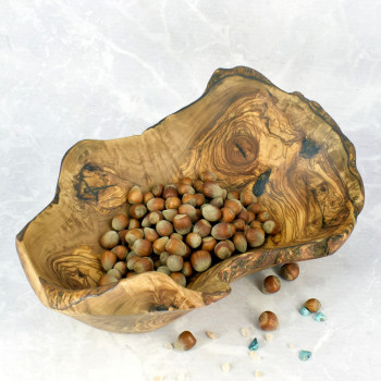 Large Olive Wood Bowl 40,5 cm – Rustic, for Fruit