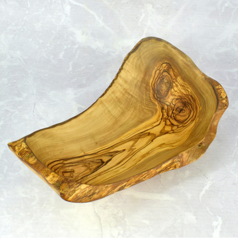 Large Olive Wood Bowl 35 cm – Rustic, for Fruit