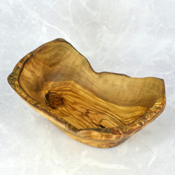 Duża misa 33 cm – drewno oliwne, rustykalna, na owoce