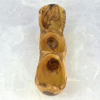 Three-Section Olive Wood Bowl 35 cm – Snacks, Decoration, Gift