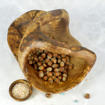Kosz na owoce 39 cm – drewno oliwne, rustykalna ozdoba