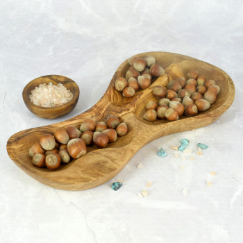 Three-Section Serving Dish 36 cm Olive Wood – Snacks, Dips, Serving