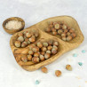 Three-Section Serving Dish 31 cm Olive Wood – Snacks, Dips, Serving