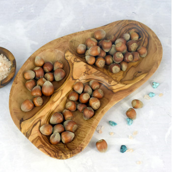 Three-Section Serving Dish 31 cm Olive Wood – Snacks, Dips, Serving